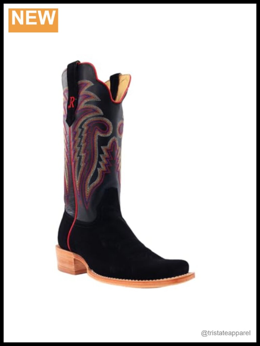 Roughout Leather Western Boots Narrow Square Toe Cushion Work